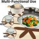 Silicone Trivets Mat Set for Hot Dishes - Tree Trivets with Stand - Hot Pads Pot Holders for Kitchen (Brown)