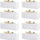 Wish Care 8 Pack White Spandex Table Clothes for 6 Foot Rectangle Tables, 6FT Wrinkle Free Fitted Tablecloths Ruffles Design Table Cloth for Party, Banquet, Wedding and Events