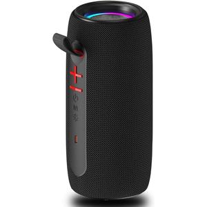 gamocesh Wireless Portable Bluetooth Speaker: IPX6 Waterproof Outdoor Audio, fm Radio, USB/ AUX/ SD Card Play, LEDlights, TWS interconnected Stereo, Travel/ Camping/ Bike/ Family/ Party (Black）