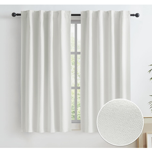 KEQIAOSUOCAI Cream White Blackout Curtains for Small Windows Short 100% Room Darkening Sound Dampening Thermal Insulated Shades Blinds for Bedroom 34 Inch Wides x 25 Inch Long 2 Pcs Back Tab