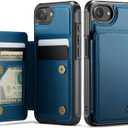 Vinich for iPhone 16e Wallet Case with Card Holder, RFID Blocking Credit Slots Kickstand Shockproof Phone Cover for Women Men, Blue