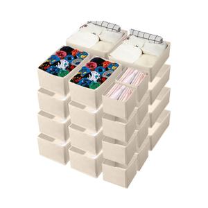 Set Fabric Dresser Drawer Organizer Bins Dividers for Clothes – Nursery Home Bins Fabric Foldable Closet Clothing Wardrobe Storage Box Container Basket for Bras Socks Underwear (Beige)