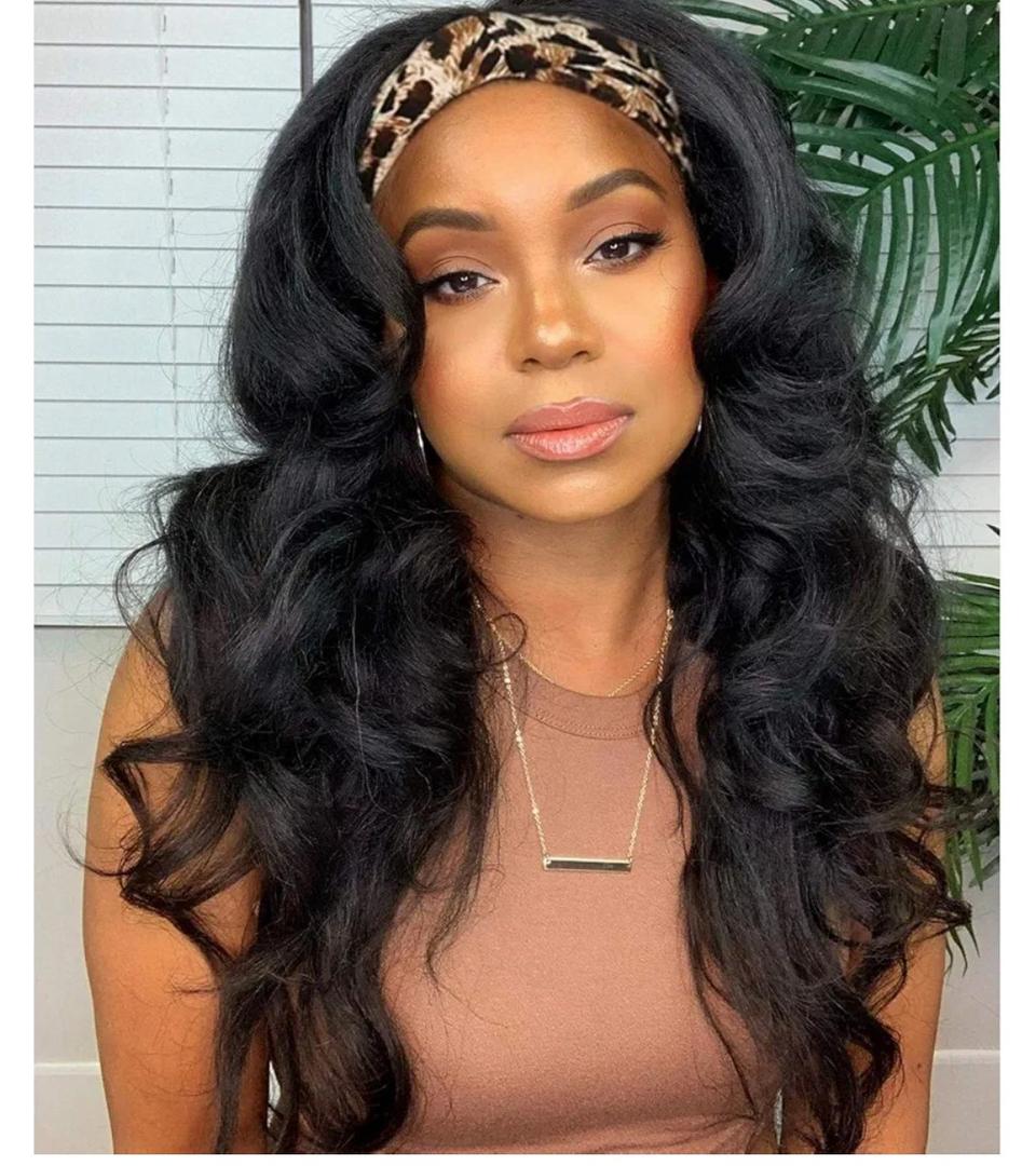 26 Inch Long Body Wave Headband Wigs for Black Women Black Headband Wigs Synthetic Hair Wear and Go Glueless Half Wig with Headbands Attached Black