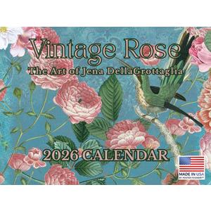 Vintage Rose Calendar 2026 by Jena DellaGrottaglia Monthly Wall Calender 12 Month | American Made In The USA