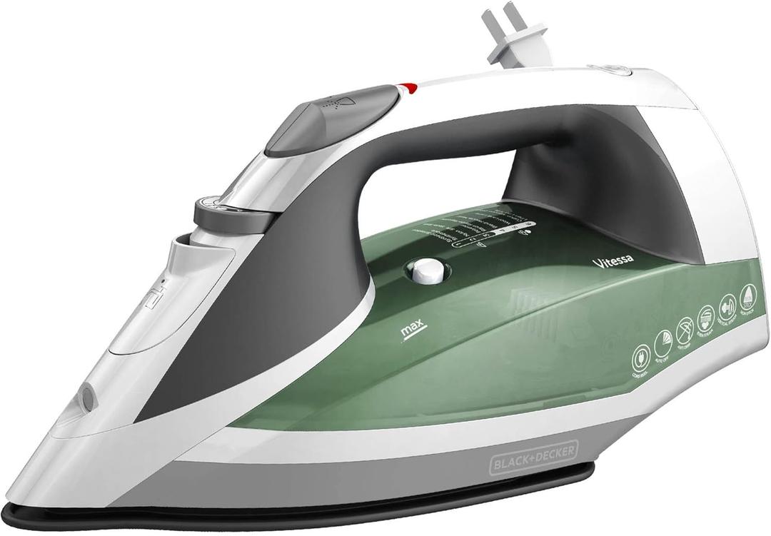 BLACK+DECKER Vitessa Advanced Steam Iron, ICR2020, Even Steam Nonstick Soleplate, Auto Shutoff, Tangle-Free Retractable Cord, Green (5.79" x 11.73" x 4.84")