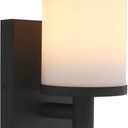 Pathson Vintage 1-Light Wall Sconce, Hardwired Bathroom Vanity Light, Frosted Glass Wall Mount Light Fixtures for Hallway Bathroom Kitchen Living Room (Black)