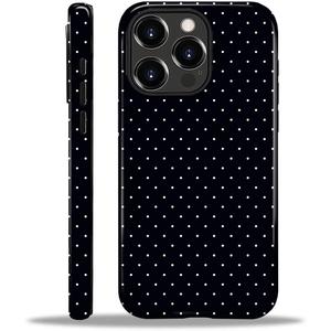 for iPhone 16 Pro Max Case,HL2 Polka Dot Black Hybrid 2 Layer Hard Shell Silicone Protective Pattern Design Case