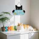 Funny Black Cat Wooden Decoration,Welcome Hope You Like Cats Decor,Cat Wall Decor,Cats Lovers Gifts,Kitty Door Hanger,Kitten Wooden Plaque,Cute Pet Wall Hanging Sign for Porch Yard Bedroom Home (Blue)