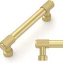 Amerdeco 10 Pack Brushed Gold Knurled Cabinet Pulls 3.75 Inch(96mm) Hole Center Kitchen Cabinet Handles Drawer Pulls Cabinet Hardware ZH0034 (3.75"/96MM Hole Center)