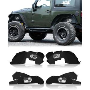 ROADER Front & Rear Inner Fender Liners US Flag Pattern Liner for 2007-2018 Jeep Wrangler JK JKU Unlimited Sport Sahara Rubicon 2/4 Doors
