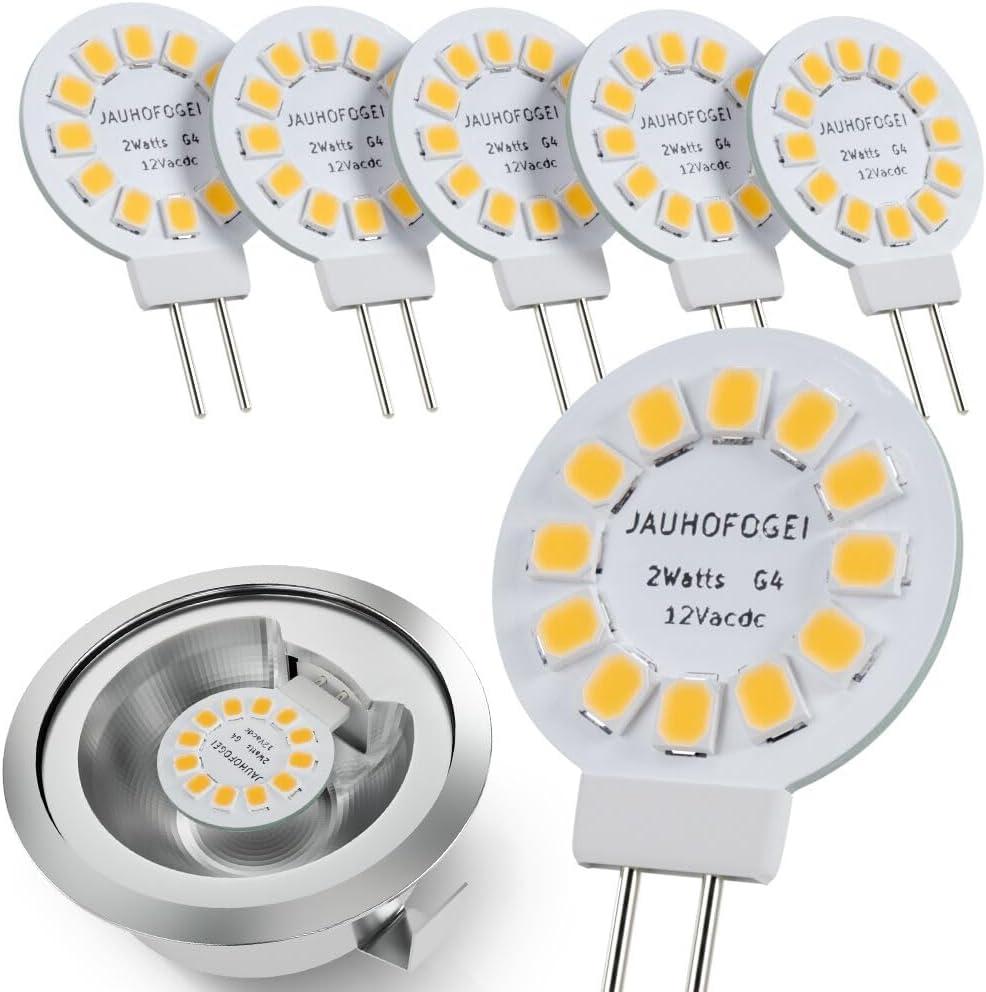 G4 LED Disc Bulb 12V Warm White 3000K - Under Cabinet Lighting Bulb G4 LED T3 20W Halogen JC Bulb Replacement for Non dimmable Puck Light - 12 Volt ac/dc 2 Watt Bi-pin Base Bulbs - 6 Pack