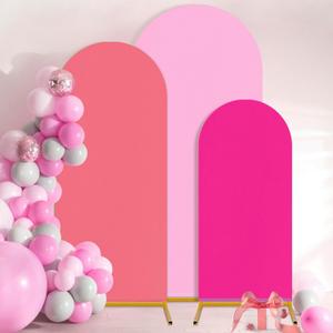 3 Pcs Wedding Arch Backdrop Cover 4/5/6ft Spandex Arch Backdrop Stand Cover Fitted for Round Top Chiara for Wedding Birthday Party Ceremony Decoration(Vivid Color)