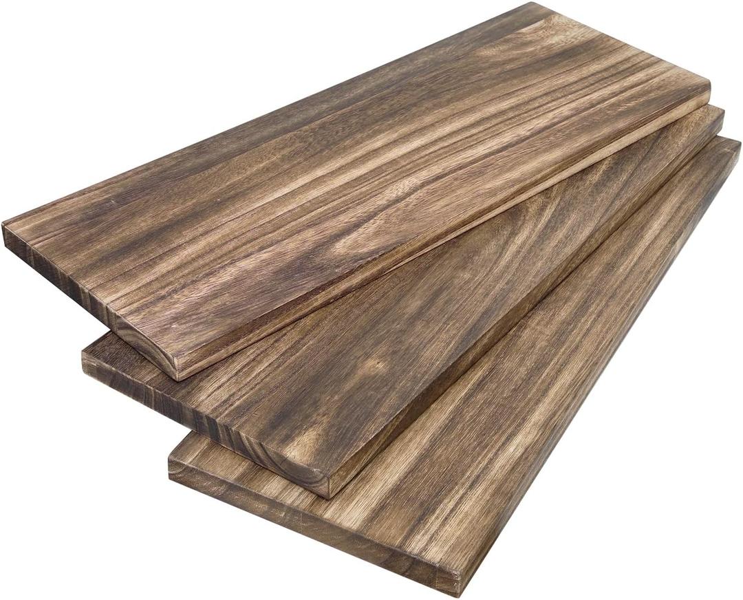 onlytak Multifunction Unfinished Wood, Wood for Crafts, Signs, Wall Decorations, Wall Arts, Storage Shelves, 16.5" x 5.9" x 0.59", Set of 3, Carbonized Black, Blank Wood Signs for Front Door (Paulownia-Carbonized)