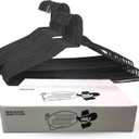 Wire Metal Clothes Hangers 200 Pack Bulk for Standard Size Shirts, Pants, Skirts, Space Saving, Non Slip,18 Inch 14.5 Gauge Ultra Thin Standard Dry Cleaner Coated Steel (200, Black)