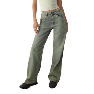 EMMIOL Low Rise Baggy Jeans for Women, Straight Leg Vintage Y2K Denim Pants (Blue, XL)
