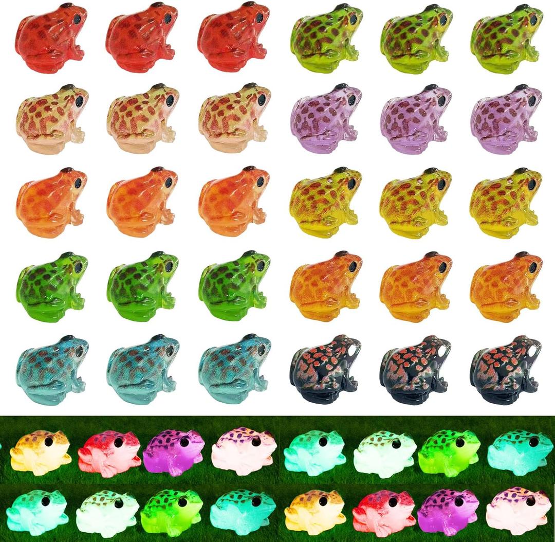 60 Pcs Luminous Resin Frogs Little Frogs Glow in The Dark for Craft,Garden Decor, Home Decorations