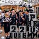 Queekay 8 Pcs Prom Column Standup Photo Booth Decorations 2026 Prom Backdrop Balloon Boxes Cardboard Decoration Column for Party College, 11.8 x 44.9 Inch(Black, Silver Base)