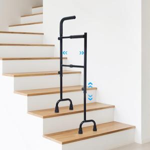 Stair Cane - Adjustable Height & Width Stair Climbing Assist Cane for Seniors & Post-Surgery Recovery, Stair Lift Assist for Going Up and Down Stairs, Universal Step Compatibility