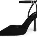 QIY Closed Toe Ankle Strap Heels Women Pumps Pointed Toe Heeled Sandals for Women Stiletto Wedding Dress Shoes Size 7.5 Women