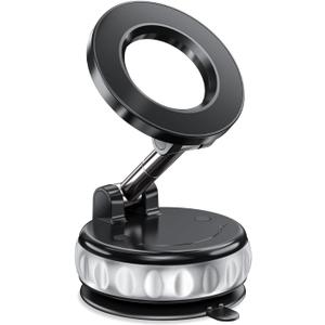 Vacuum Suction Magnetic Phone Holders for Your Car, 360 Adjustable Car Phone Holder, Suction Cup Car Phone Mount (Black)