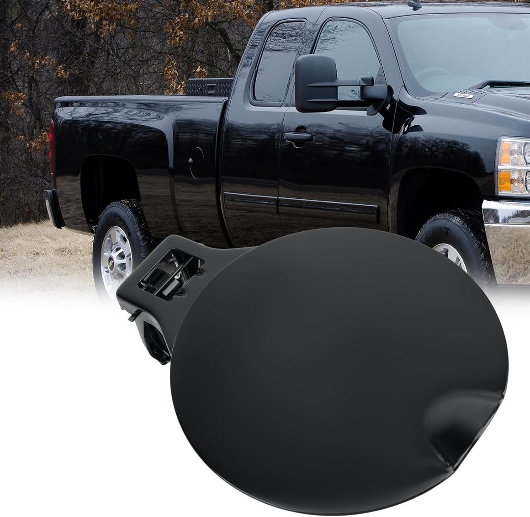 25871805 Fuel Gas Tank Door Black Steel Bed Gas Cover Cap Compatible with 2007-2014 Chevy Silverado 1500 2500HD 3500HD & GMC Sierra 1500 2500HD 3500HD