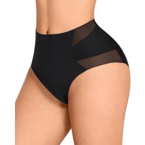 FeelinGirl Tummy Control Underwear Shapewear for Women Mid Waisted Shaping Panties Lower Belly Body Shaper Girdle (Black, XL)