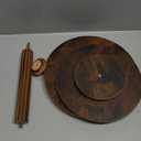 MaxSmeo Drink Table, Small Side Table for Small Spaces, Modern Round End Table with Fluted Wood Leg, Rustic Brown