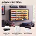 Juexica 1:24 Diecast Car Display Case, Acrylic 15 Grids Storage Cabinet with 3-Color Dimmable LED Lights, Wall Mounted Dustproof Showcase for Model Cars