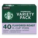 Starbucks K-Cup Coffee Pods, Flavored Hot or Iced Coffee, Variety Pack, 40 Keurig Pods EXP: 08/23/2026