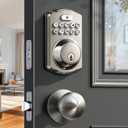 Veise Keyless Entry Door Lock with 2 Knobs, Electronic Backlit Keypad Deadbolt with Handle Set, Auto Lock, One-time Codes, Smart Deadbolt for Front Door, Easy Installation, Satin Nickel