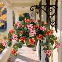 Artificial Fake Flowers for Outdoors Decoration, 2PCS Faux Hibiscus Flowers for Outside PlantersRealistic Silk Plants with UV Resistant No Fade for Home Porch Garden Balcony Yard Decor (Orange Pink)