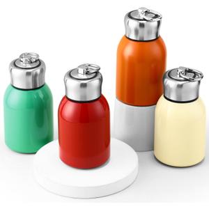 Mifoci 4 Pcs 10oz Mini Water Bottles Stainless Steel Slim Insulated Thermos for Hot Cold Drink Thermal Small Vacuum Portable Water Bottle for Women Gifts Travel Camping Hiking (Bright Color)