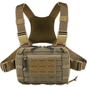 Tactical Chest Pack EDC Chest Bag 2L Utility Molle Chest Rig Pouch with CCW Compartment Adjustable Strap Outdoor