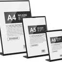 ABS Plastic Slanted Sign Holder, Menu Displays Black L Sign Stand A4/A5/A6 (A4 210297mm/8.2711.69 inches)