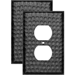 Monarch Abode 1-Gang Duplex Wall Plate, Hand Hammered Metal Decorative Outlet Covers, Electrical Outlet Cover Plates, Matte Black, Pack of 2