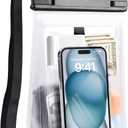 2L Waterproof Phone Pouch for iPhone 16 15 14 11 Pro Max & Galaxy S24 S21 - Floating Large Capacity Dry Bag Stores Sunscreen, Sunglasses - Oversized Waterproof Bag for Beach, Swimming, Kayaking (Clear White-2L)