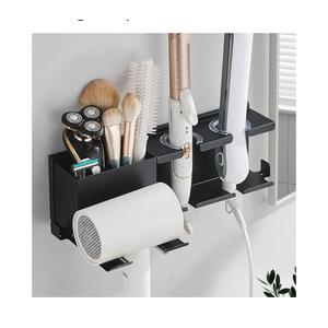 Hair Tool Organizer Wall Mounted,Hair Dryer Holder,blow dryer,curling iron,Straightener holder,Metal 3 in 1 Bathroom Bedroom Hair Accessories Tools Organizer Rack.Black