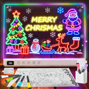 Lumiboard Led Drawing Board with 13 Light Effects, 16" Rechargeable Glow Doodle LED Note Board with Colors, Neon Light Up Drawing Tablet Gifts for Kids for Valentines Birthday Christmas Gift Ideas