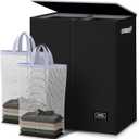 SOLEDI Double Laundry Hamper with Lid and Removable Laundry Bags - Large Dirty Clothes Hamper 2 Section - Collapsible Laundry Baskets for Bedroom, Bathroom, Laundry room, Apartment, Black (145L)