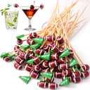 300pcs Chengu Football Cocktail Picks Football Toothpicks for Appetizers 4.7 Inch Bamboo Decorative Cocktail Picks Skewers Wooden Decorative Fruit Toothpicks Fruits Sandwich Charcuterie Accessories
