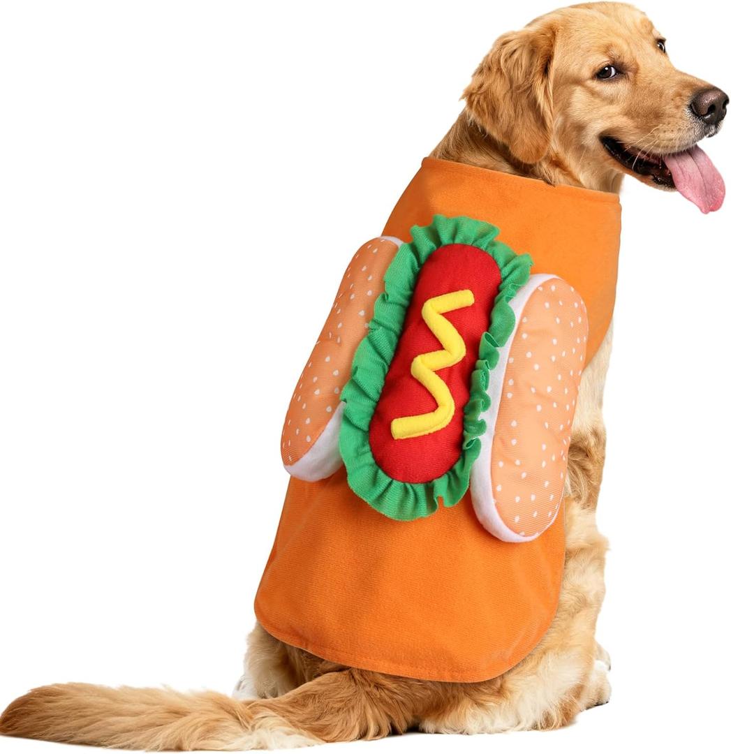 Dog Hot Dog Halloween Costume, Funny Pet Halloween Costumes for Dogs Cat of Small Medium Large Breed