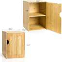 Fasmov 2 Tiers Cube Storage Organizer, Bamboo Bookshelf, Display Bookcase, Storage Cube Cubby Organizer with Door, Stackable Cubes Bin Small Cabinet for Bedroom, Home and Office