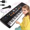 M SANMERSEN Kids Piano Keyboard with Microphone, Portable Electronic Keyboard with MP3 Function/ Led Display 61 Keys Musical Piano Toys for Boys Girls Ages 3-12