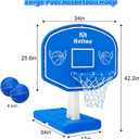 LED Pool Basketball Hoop, Poolside Water Basketball Hoop with High-Brightness Colorful Solar Lights, Oversized Basketball Hoops for Pool with 2 Balls/Pump, Light-Up Pool Games for Adults Teens.