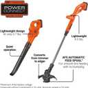 BLACK+DECKER 20V MAX Weed Eater, Edger and Sweeper Combo, Includes 2 Batteries and Charger, Cordless Electric Weed Wacker and 130 Mph Hard Surface Leaf Blower, 10 in. (LCC222), One Size