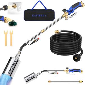 Propane Torch Weed Burner Kit, 35" High Output with 12.5FT Hose and Storage Bag, Heavy Duty Blow Torch Flamethrower with Long/Short Mode for Flame Weeding, Ice Melting, Roofing, Road Marking