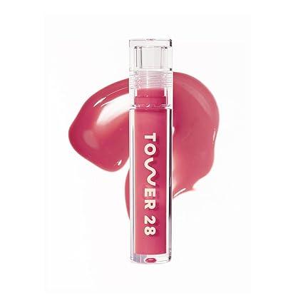 Tower 28 ShineOn Lip Gloss Jelly - Hydrating Tinted Lip Balm + Milky Gloss for Sensitive Lips - Non-Sticky + High-Shine Jelly Formula with Nourishing Oil Blend - Coconut - Rosy Pink (0.13)