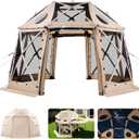 VEVOR Pop Up Gazebo Screen Tent, 12 x 12 ft Large High 13-Sided Camping Canopy Tent with Removable Top & Carry Bag, Quick Set & Bite-Proof Mesh Screen Sun Shelter for 8-10 Persons Backyard Patio