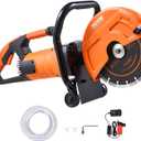 VEVOR Electric Concrete Saw, 9 in Circular Saw Cutter with 3.5 in Cutting Depth, Wet/Dry Disk Cutter Includes Water Line, Pump and Blade, for Stone, Brick, Porcelain, Concrete, 1800W Motor