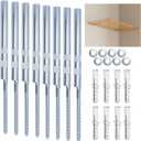 BATODA Floating Shelf Bracket (8 pcs) - Blind Shelf Supports - Silver Hidden Brackets for Floating Wood Shelves  Great Invisible Support for Thin Shelf  Shelving Mounting Hardware Included (Pack 8)